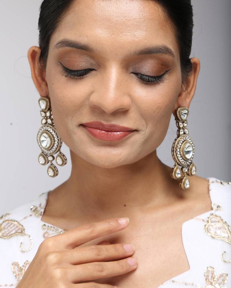 Double-drop polki earrings