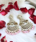 Pink bead chandbali earrings