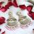 Pink bead chandbali earrings
