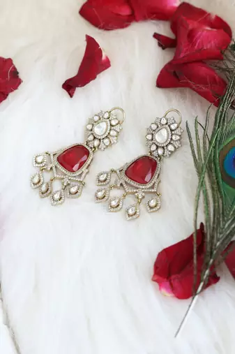 Red & gold statement earrings