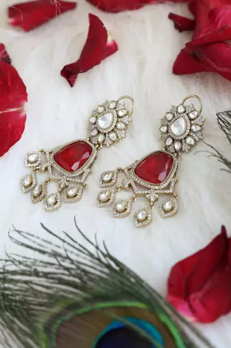 Red & gold statement earrings