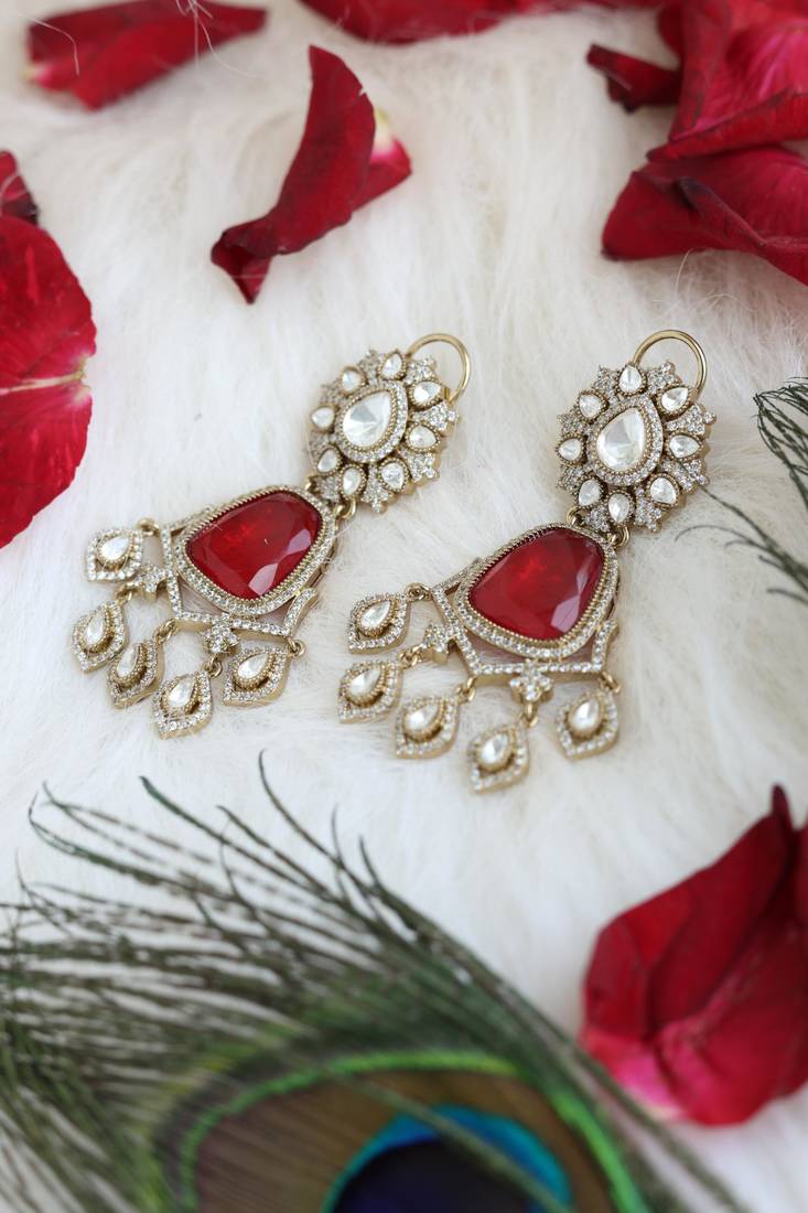 Red & gold statement earrings