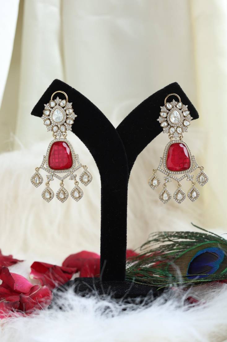 Red & gold statement earrings