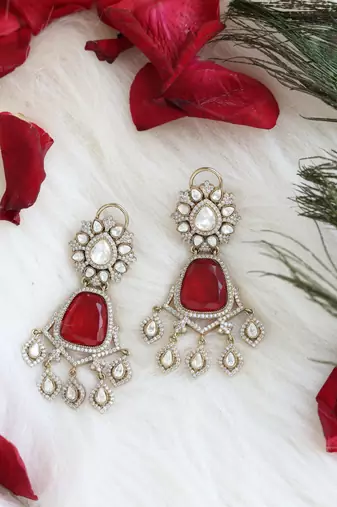 Red & gold statement earrings