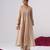 Beige embroidered silk kurta set