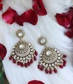 Maroon bead chandbali earrings