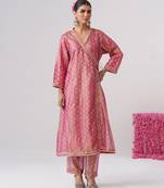 Pink embroidered silk kurta set