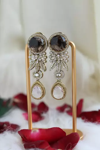 Smoky quartz & crystal dangles