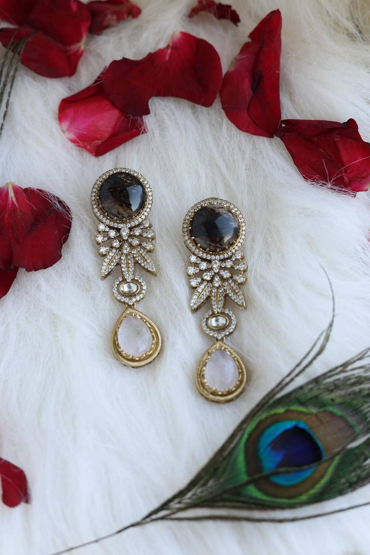 Smoky quartz & crystal dangles