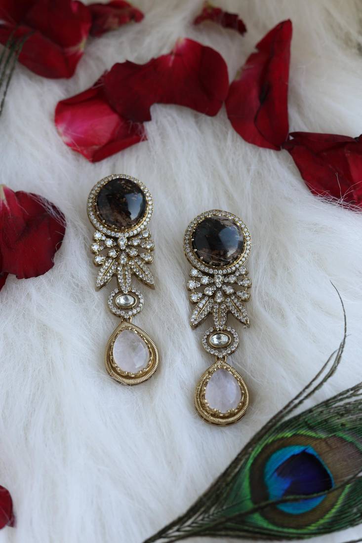 Smoky quartz & crystal dangles