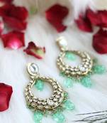 Mint green kundan earrings