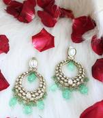 Mint green kundan earrings