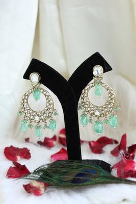 Mint green kundan earrings 3