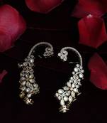 White kundan floral ear cuffs