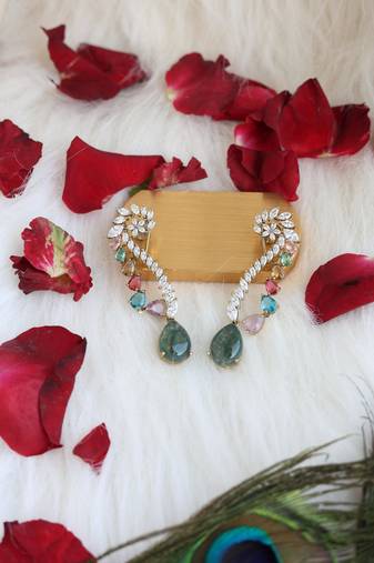 Multi-color crystal drop earrings