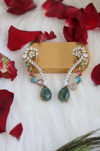 Multi-color crystal drop earrings