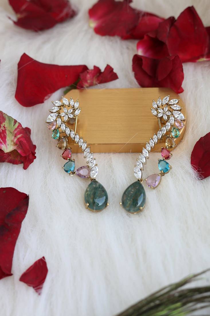 Multi-color crystal drop earrings