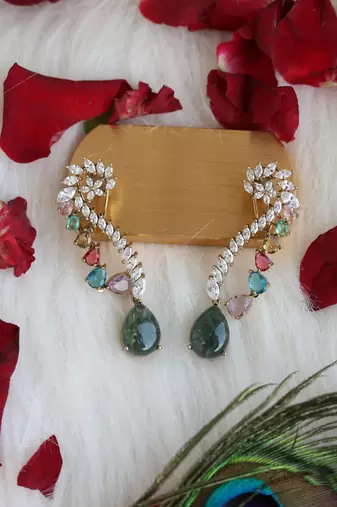 Multi-color crystal drop earrings