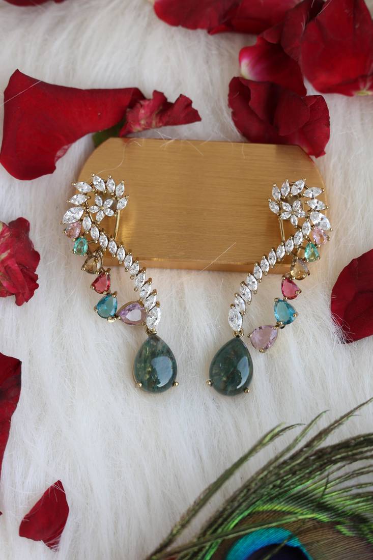 Multi-color crystal drop earrings