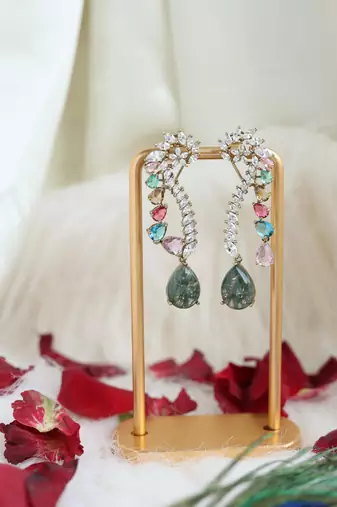 Multi-color crystal drop earrings