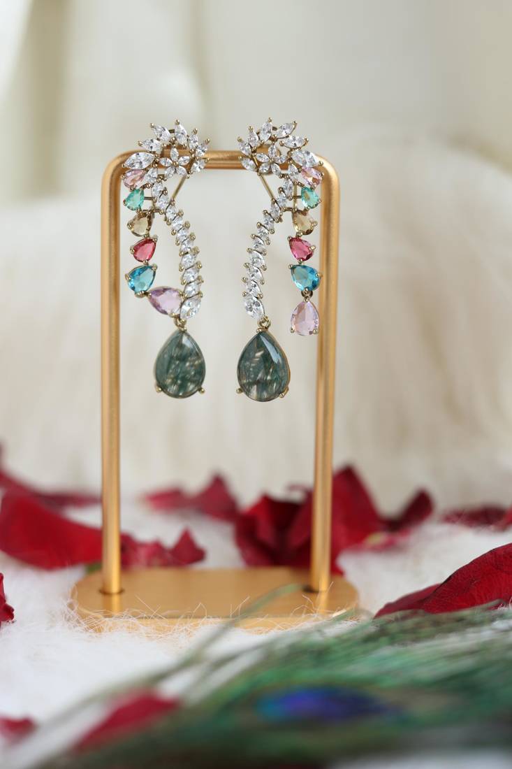 Multi-color crystal drop earrings