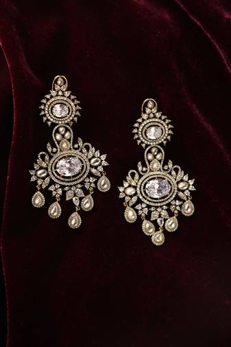 Gold tone crystal earrings