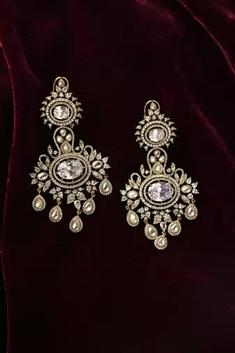 Gold tone crystal earrings