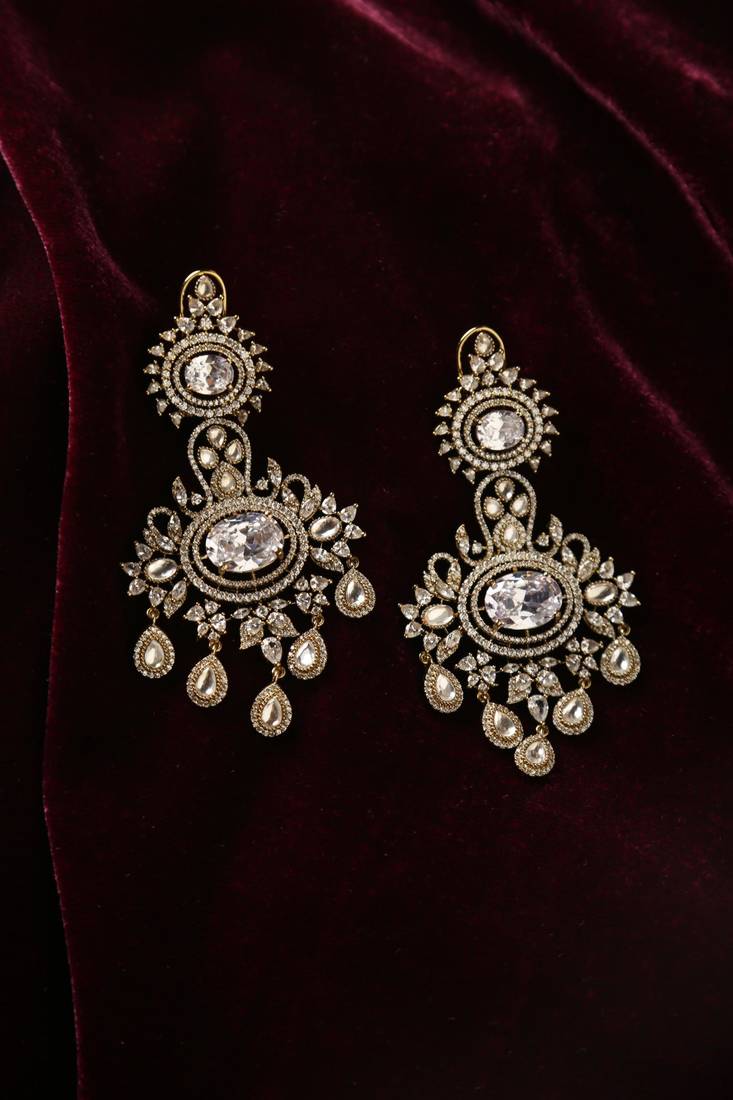 Gold tone crystal earrings