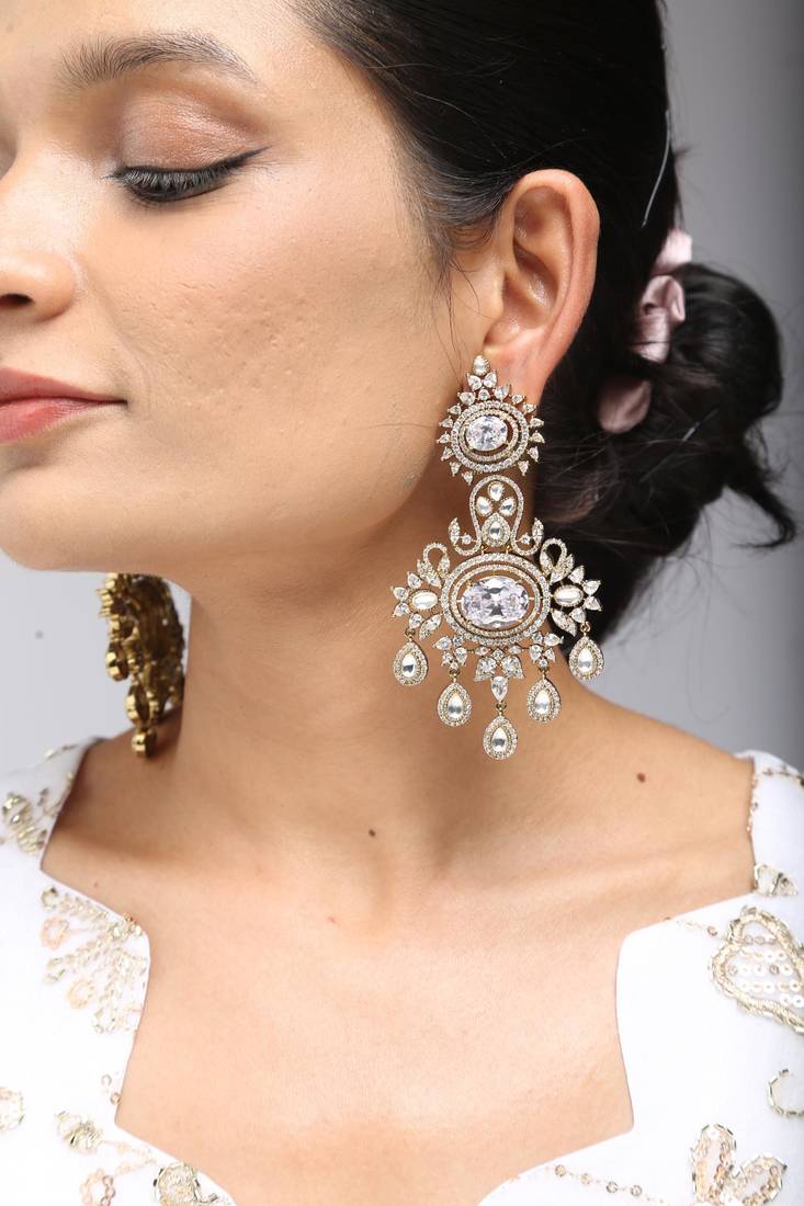 Gold tone crystal earrings