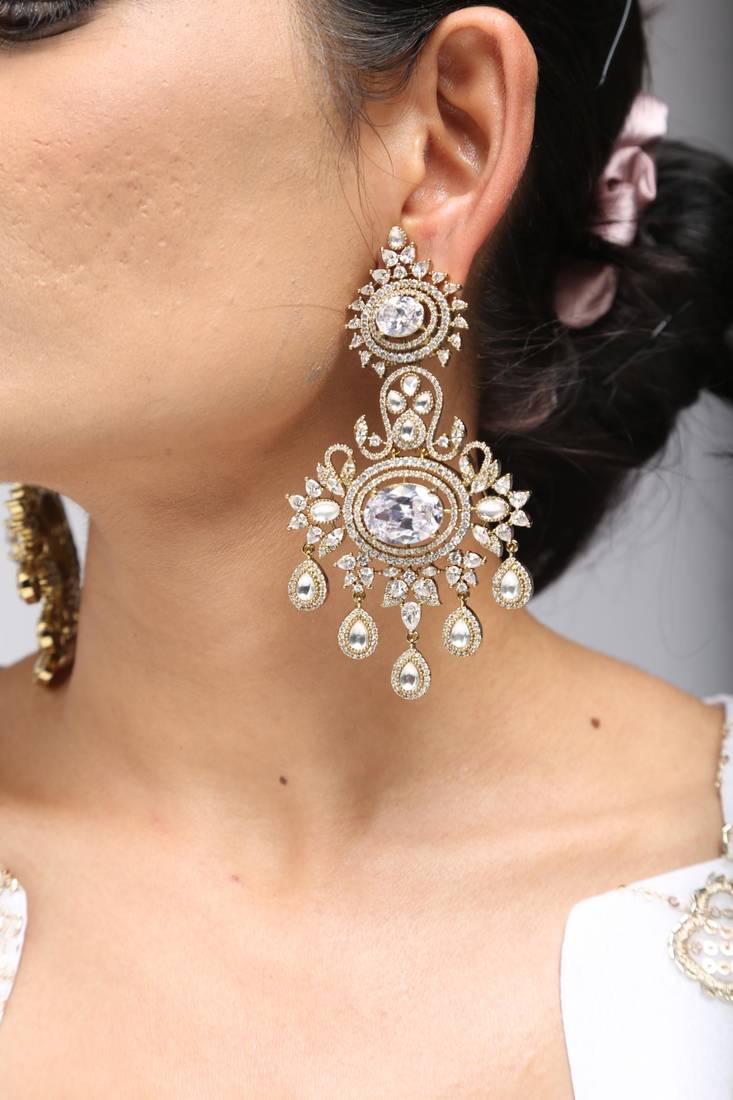 Gold tone crystal earrings