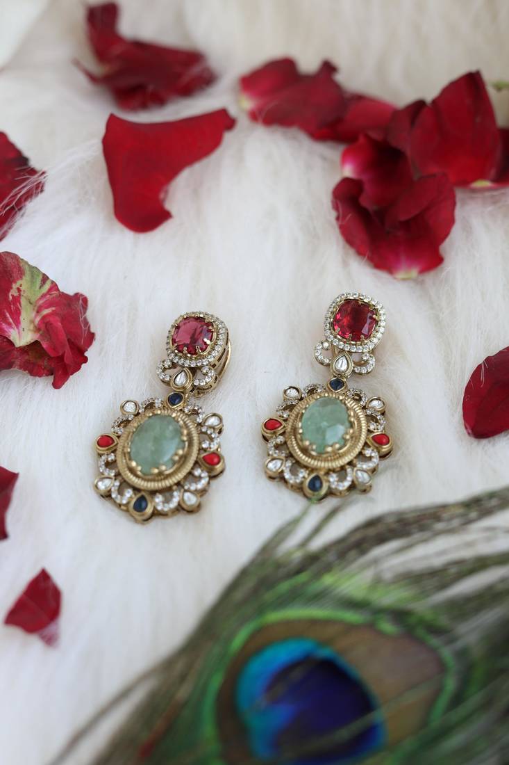 Antique gold & gemstone studs