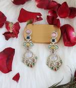 Pastel geometric tiered earrings