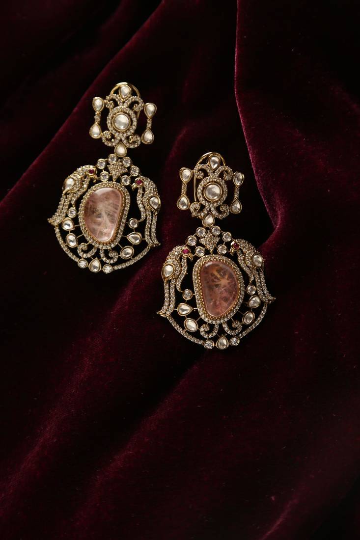 Peach stone drop earrings