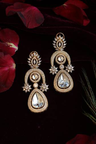 White polki earrings