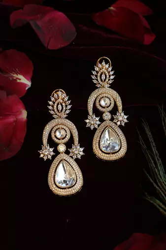 White polki earrings