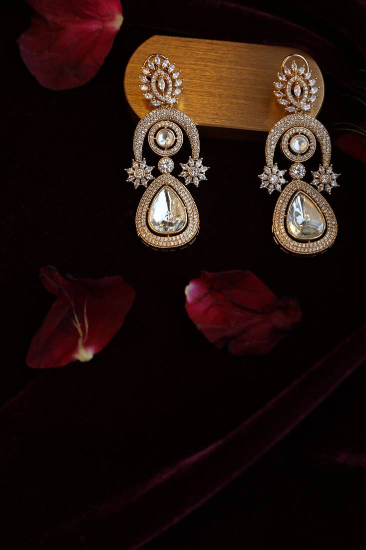 White polki earrings