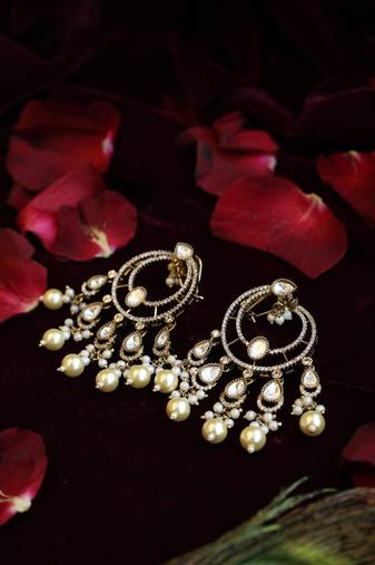 Pearl-fringed earrings