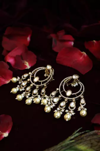 Pearl-fringed earrings