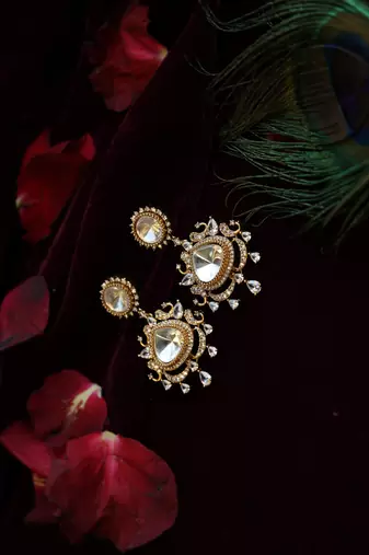 Peacock-inspired kundan drops