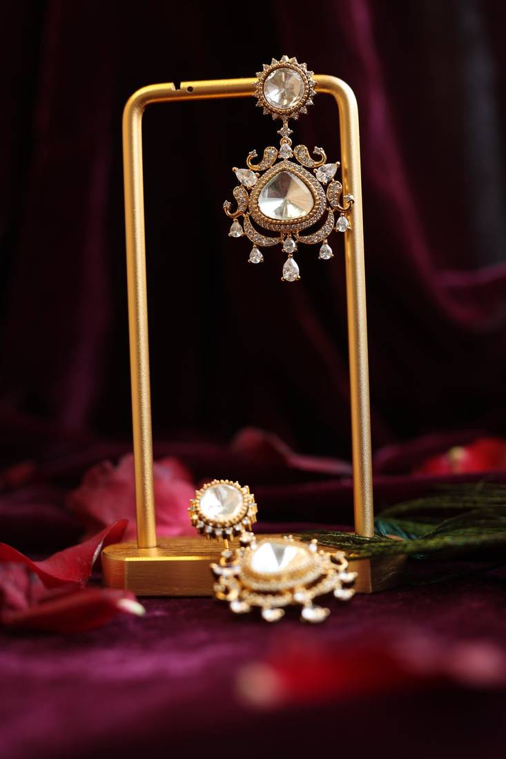 Peacock-inspired kundan drops