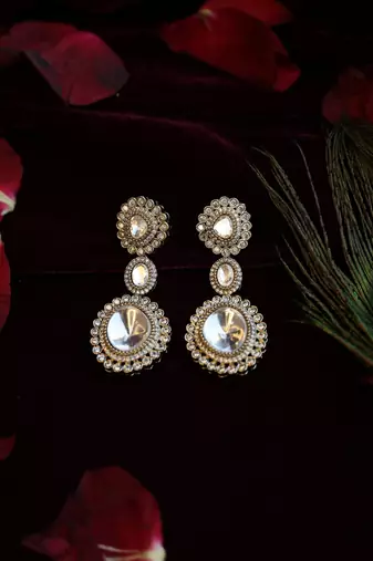 Triple tier medallion earrings