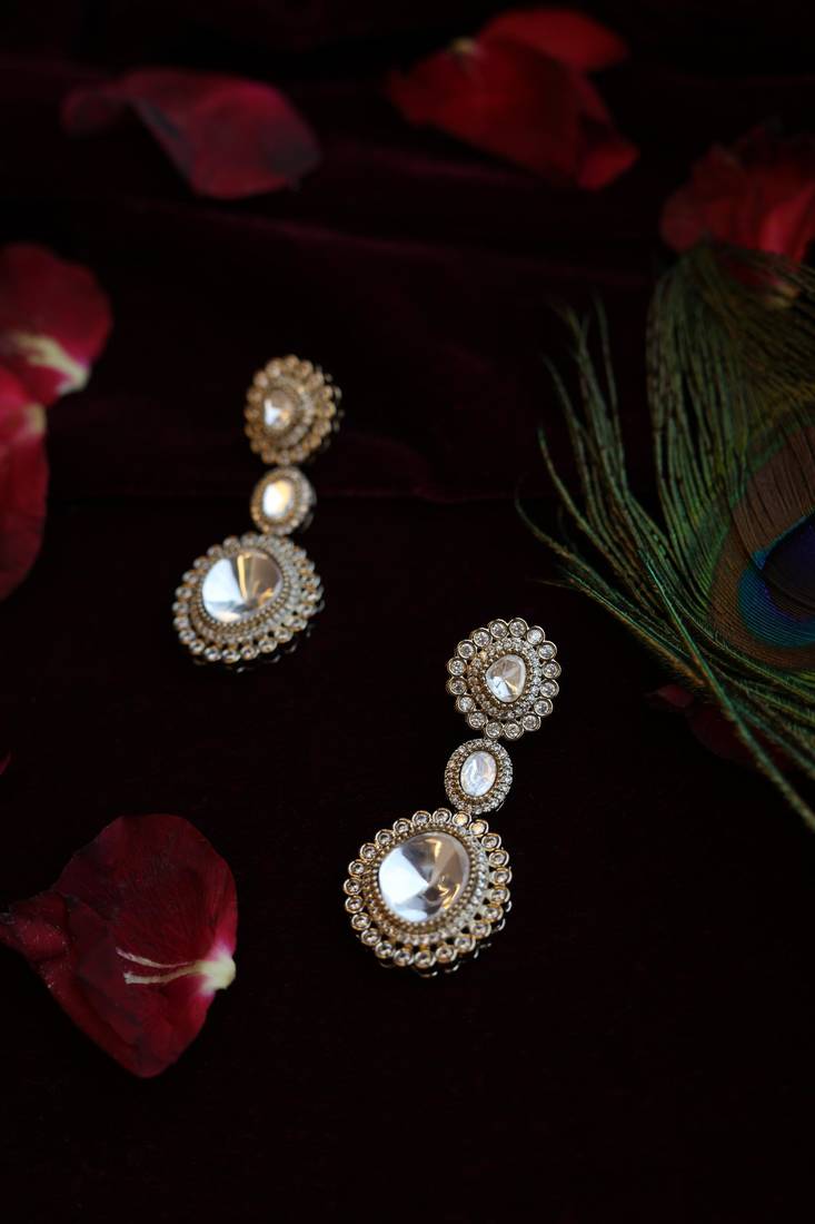 Triple tier medallion earrings