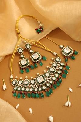 Meenakari emerald & polki choker 1
