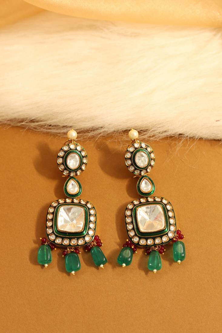 Meenakari emerald & polki choker
