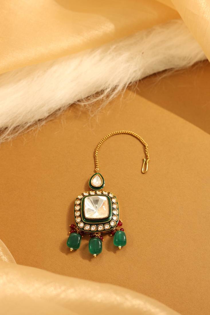 Meenakari emerald & polki choker