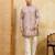 BEIGE VISCOSE SILK THREAD & SEQUINS EMBROIDERED WORK WEDDING FESTIVAL MARRIAGE PARTY WEAR STRAIGHT MENS KURTA