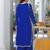 Royal-blue embroidered modal satin straight cut kurta culottes set
