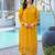 Yellow embroidered art silk straight cut kurta pants set