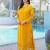 Yellow embroidered art silk straight cut kurta pants set