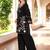 Black embroidered art silk straight cut kurta culottes set